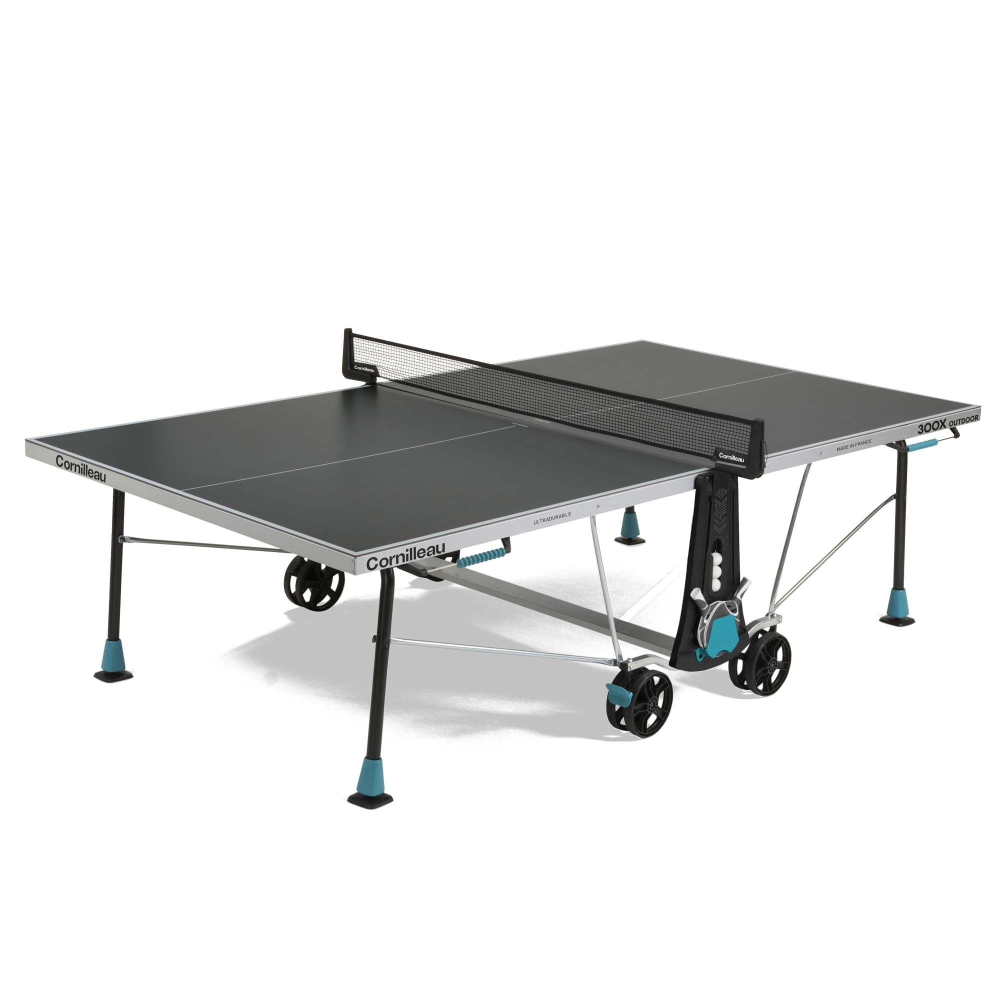 Table tennis table with wheels on a white background